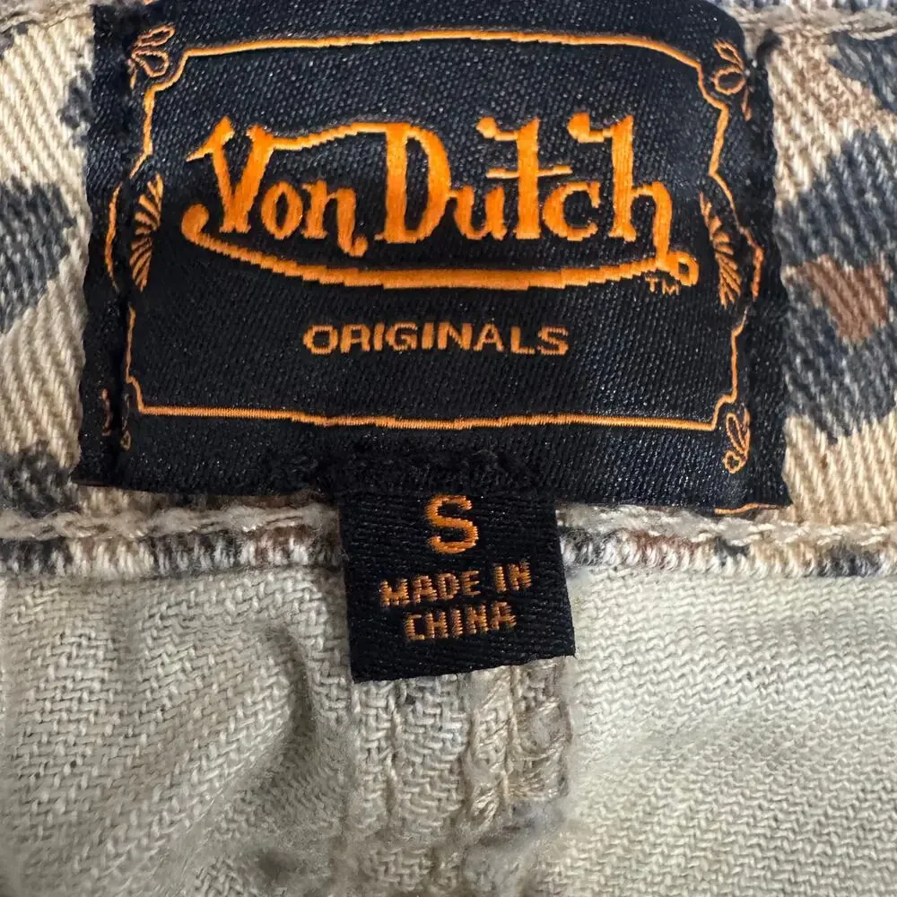 Von Dutch Originals Leopard Print Y2K Mini Skirt Flying Eyeball Women Size S EUC - Picture 5 of 11
